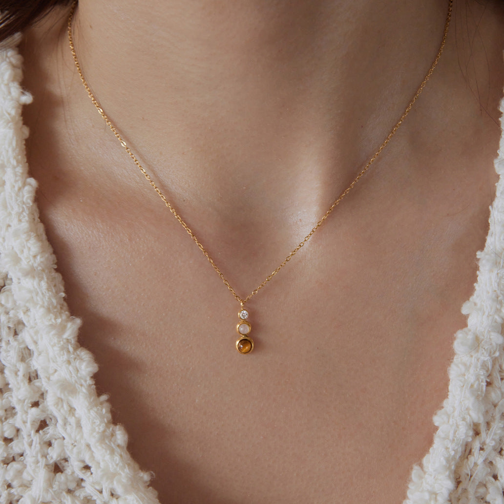 Tiger eye stainless steel necklace