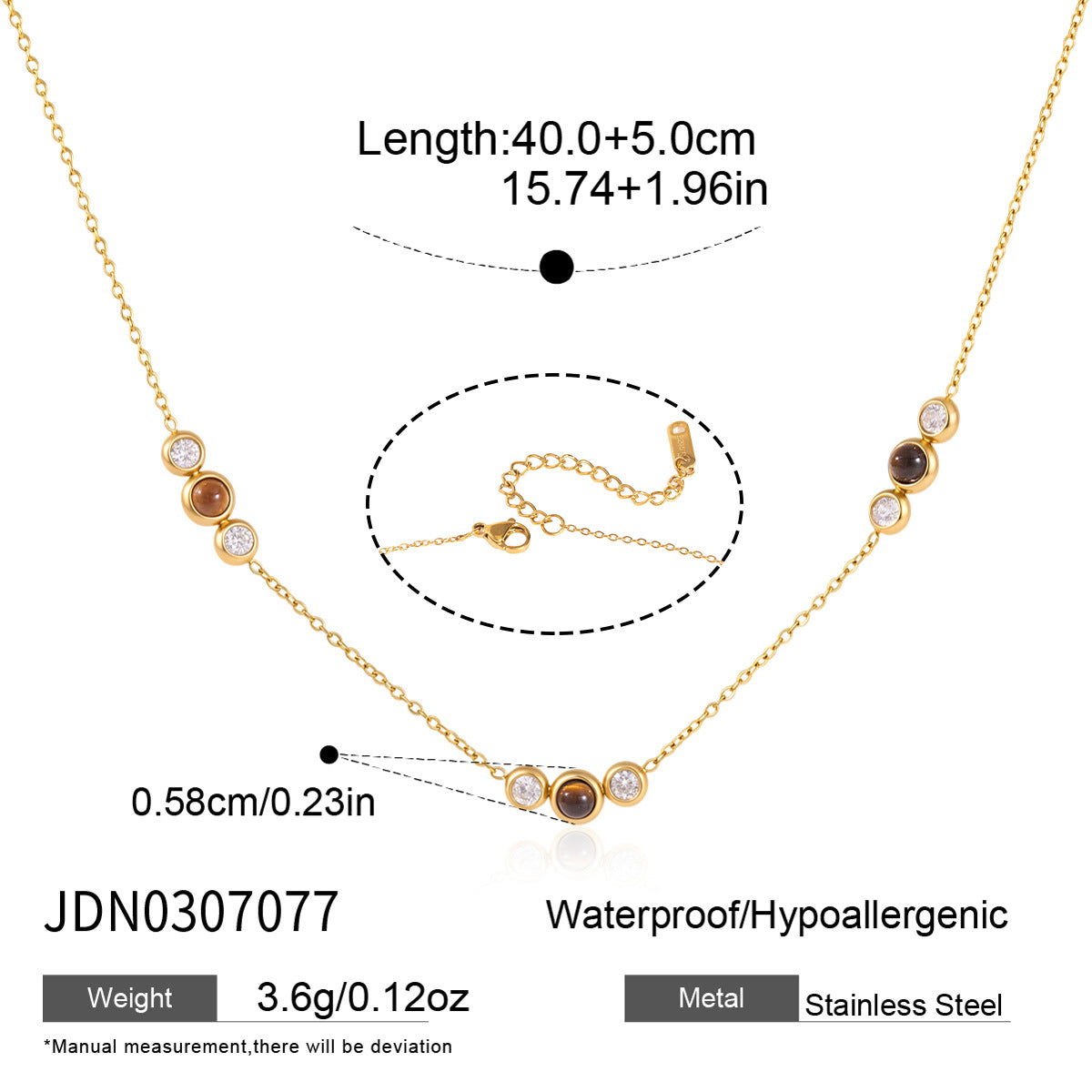 Tiger eye stainless steel necklace