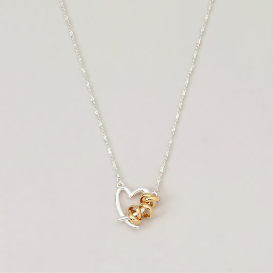 Two tone heart stainless steel necklace