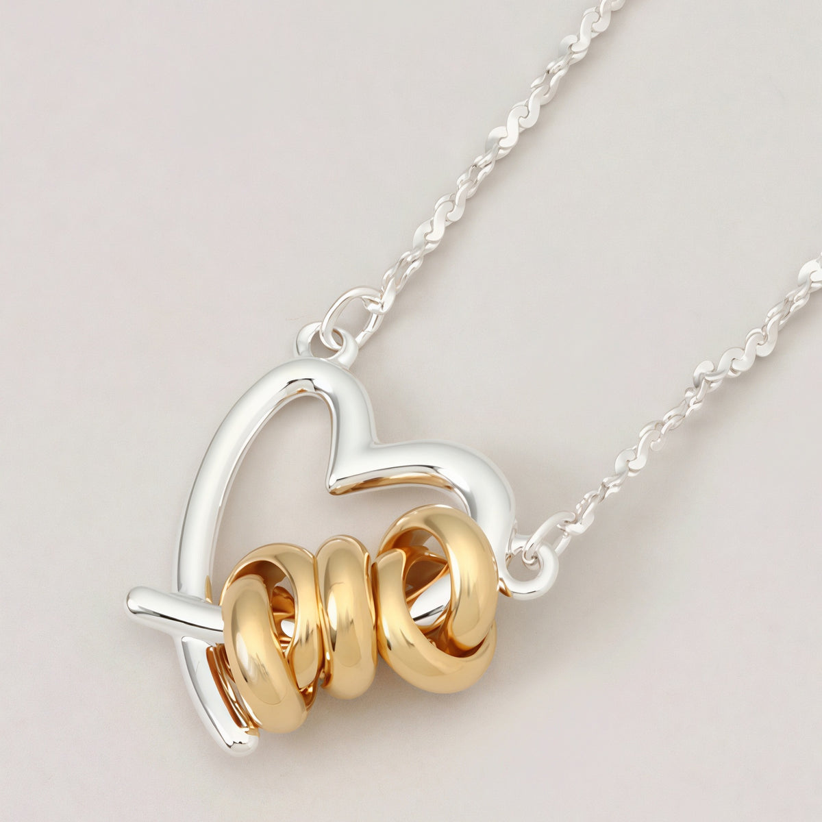 Two tone heart stainless steel necklace