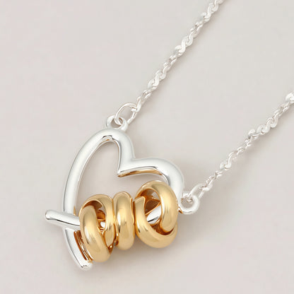 Two tone heart stainless steel necklace