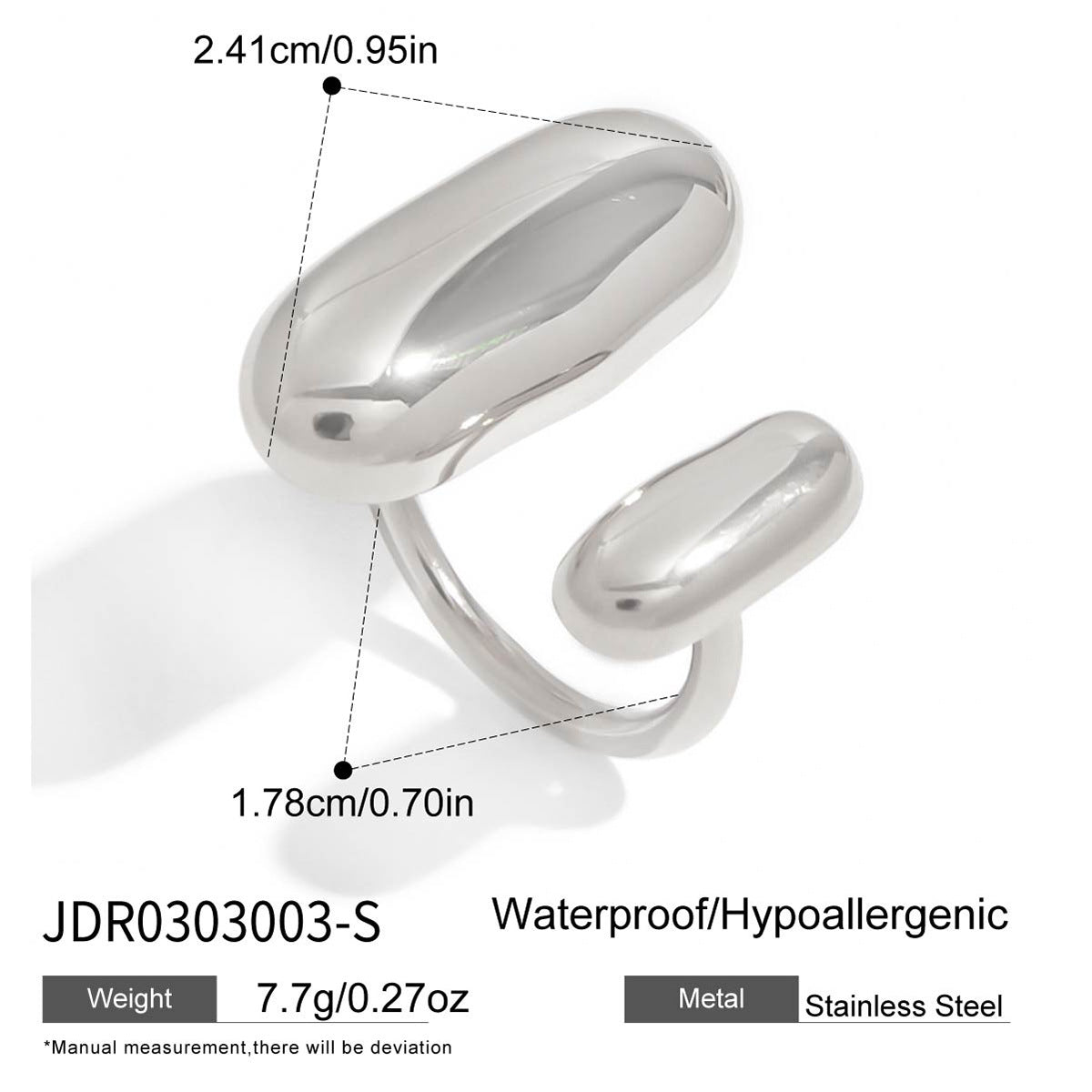 Two Tone Oval Open Ring Set Five Piece Wholesale Stainless Steel