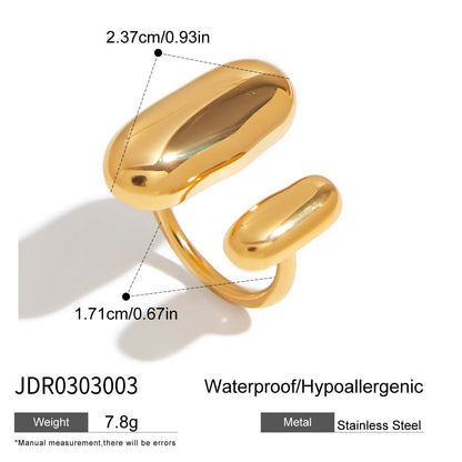 Two Tone Oval Open Ring Set Five Piece Wholesale Stainless Steel