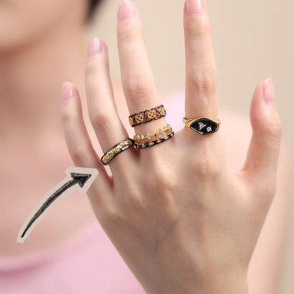 Wholesale Vintage Zircon Enamel Rings Fashion Jewelry Five Piece Set