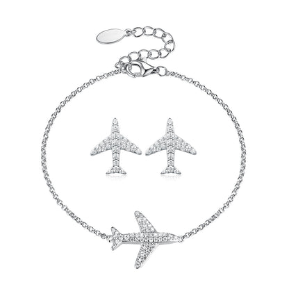 925 sterling silver bracelet with airplane charm cz design everyday jewelry wholesale 925 silver bracelet gift for friend