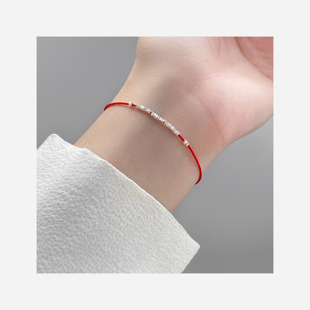 Adjustable red cord bracelet with sterling silver beads cubic zirconia bracelets for women everyday jewelry