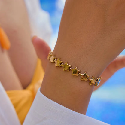 Wholesale Summer Gold Star Bracelet Adjustable Stainless Steel Non Tarnish Jewelry Set of 5