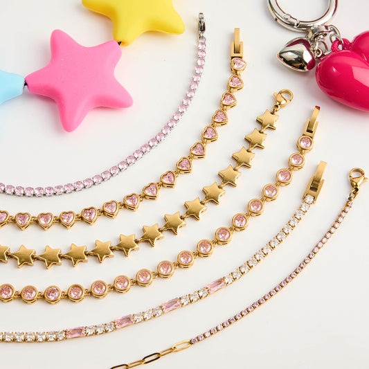 Wholesale Summer Gold Star Bracelet Adjustable Stainless Steel Non Tarnish Jewelry Set of 5