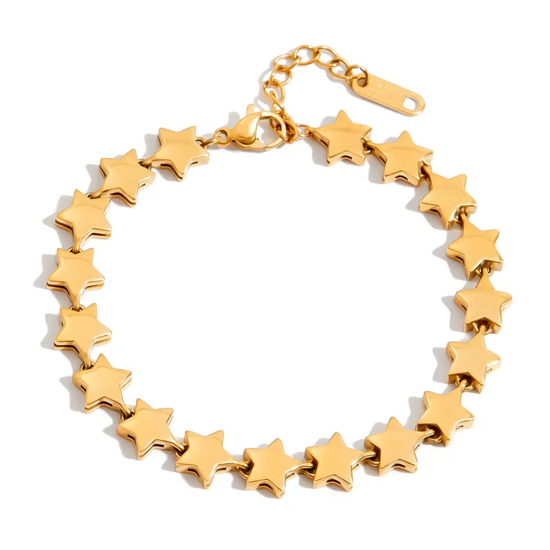 Wholesale Summer Gold Star Bracelet Adjustable Stainless Steel Non Tarnish Jewelry Set of 5