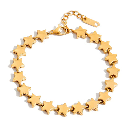 Wholesale Summer Gold Star Bracelet Adjustable Stainless Steel Non Tarnish Jewelry Set of 5