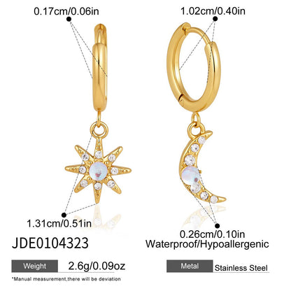 Gold stainless steel matching hoop earrings set