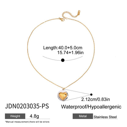 Close up of wholesale stainless steel heart pendant necklace waterproof hypoallergenic jewelry