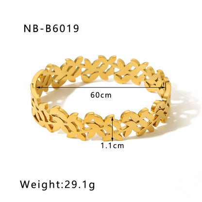 Wide Geometric Gold Bracelet for Women five piece set
