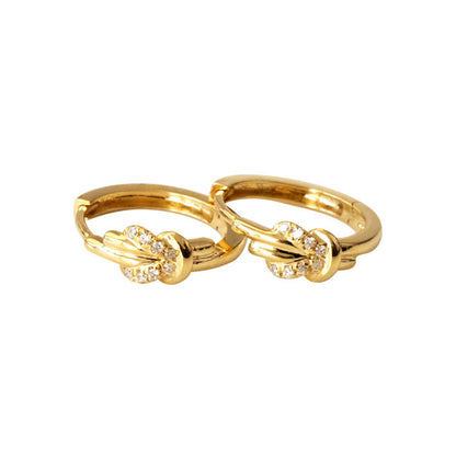 Classic Knot Zircon Hoop Earrings S925 Silver 18K Gold Plated five piece set
