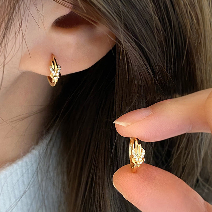 Classic Knot Zircon Hoop Earrings S925 Silver 18K Gold Plated five piece set