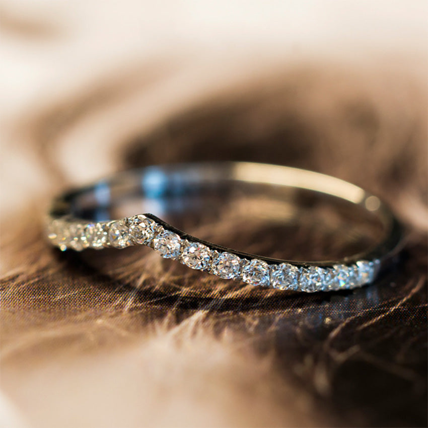 Minimalist 14K gold plated sterling silver zircon stacking ring for everyday wear